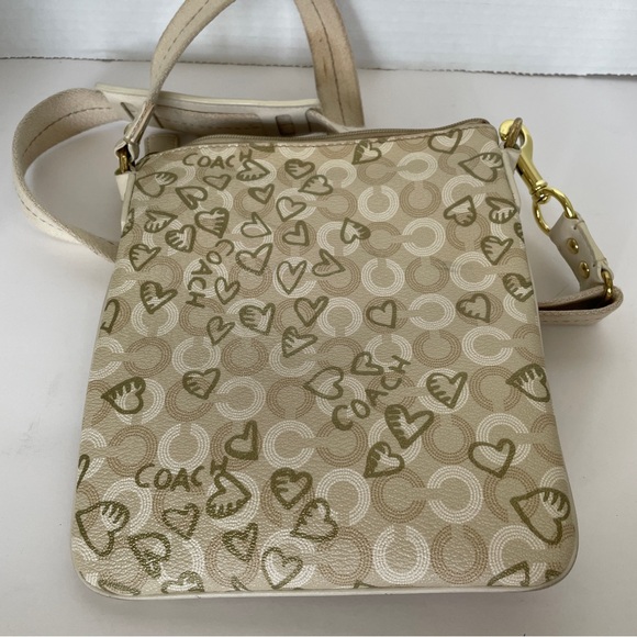 COACH 43758 Waverly Hearts Gold & Khaki PVC Crossbody Swingpack - Picture 3 of 16